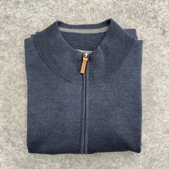 Nordstrom Mens Pullover Sweater 100% Extra Fine Merino Wool Long Sleeve Blue XXL - Picture 9 of 10